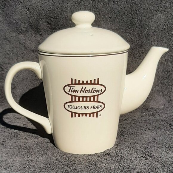 Tim Hortons 2 Cup Tea Pot White Always Fresh No Box - Picture 2 of 10